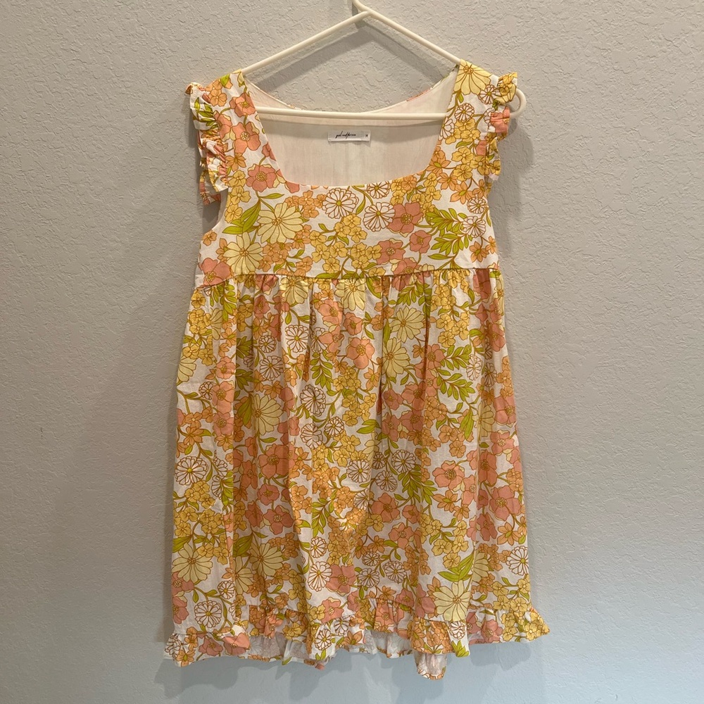 Floral women’s mini Dress in Yellow and Orange